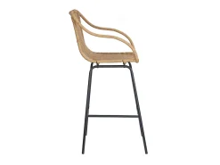 Conjunto de sillas de bar e isla de metal con asiento de ratán 65cm MOOREA