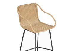Conjunto de sillas de bar e isla de metal con asiento de ratán 65cm MOOREA