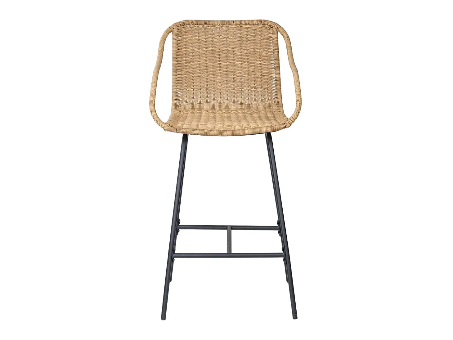 Conjunto de sillas de bar e isla de metal con asiento de ratán 65cm MOOREA