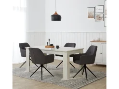 Conjunto de sillas de comedor 57x85x59 cm Gris Moderno Sillas Egg Tapizadas en Pana