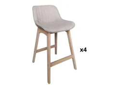 Conjunto de sillas de isla y bar de roble con asiento de tela MELLOW de 65 cm