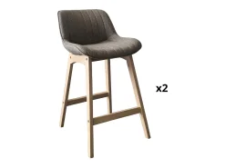 Conjunto de sillas de isla y bar de roble con asiento de tela MELLOW de 65 cm