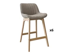 Conjunto de sillas de isla y bar de roble con asiento de tela de rizo MILK de 65 cm
