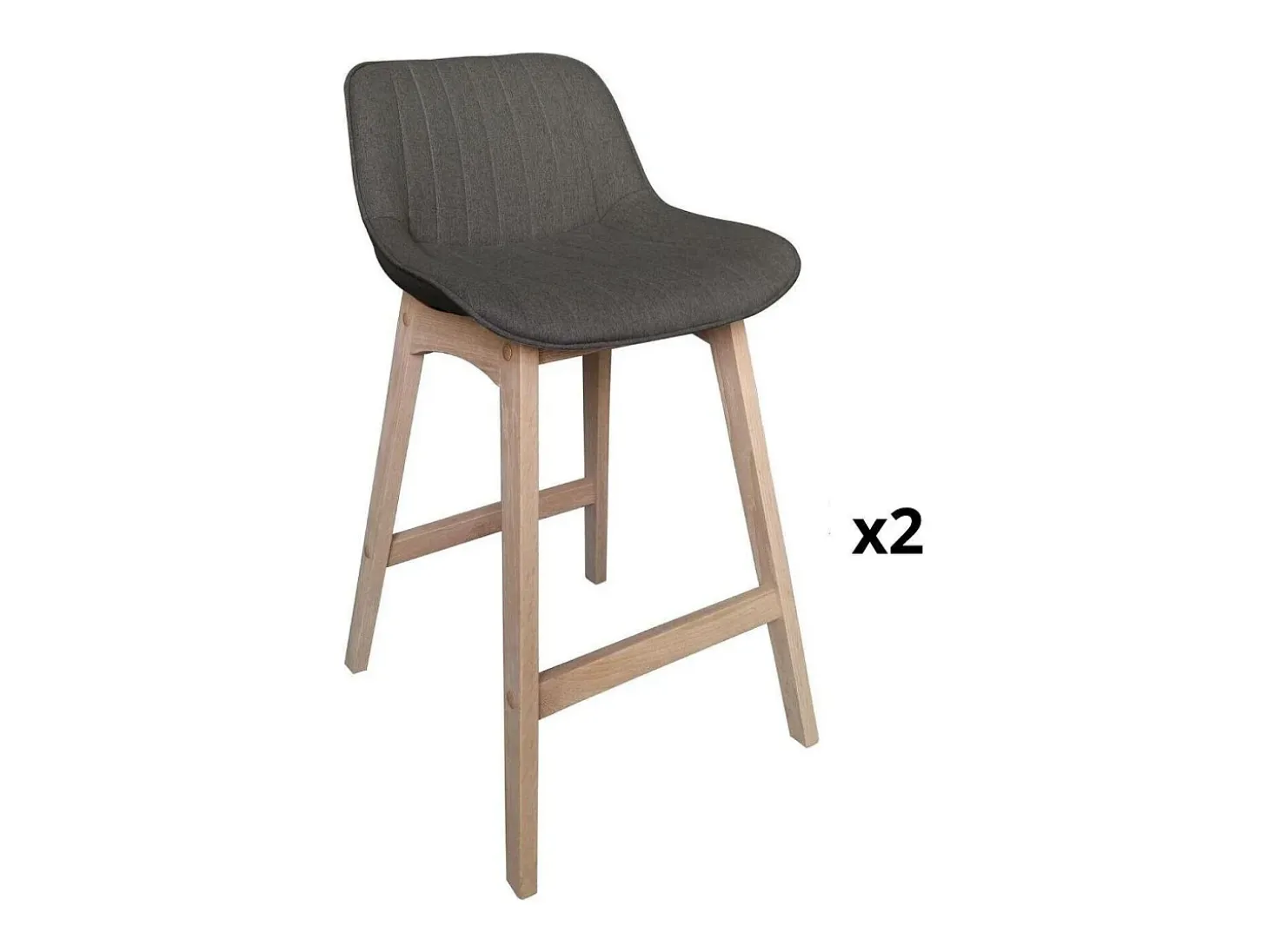 Conjunto de sillas de isla y bar de roble con asiento de tela MELLOW de 65 cm