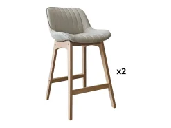 Conjunto de sillas de isla y bar de roble con asiento de tela MELLOW de 65 cm