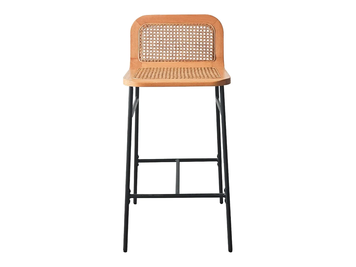 Conjunto de sillas de isla y bar de metal SANA con asiento de caña de 65 cm