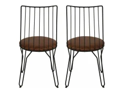 Conjunto de sillas Kailua 1651, Negro|Marrón, 84x44x44cm, Cuero ecológico, Metálico
