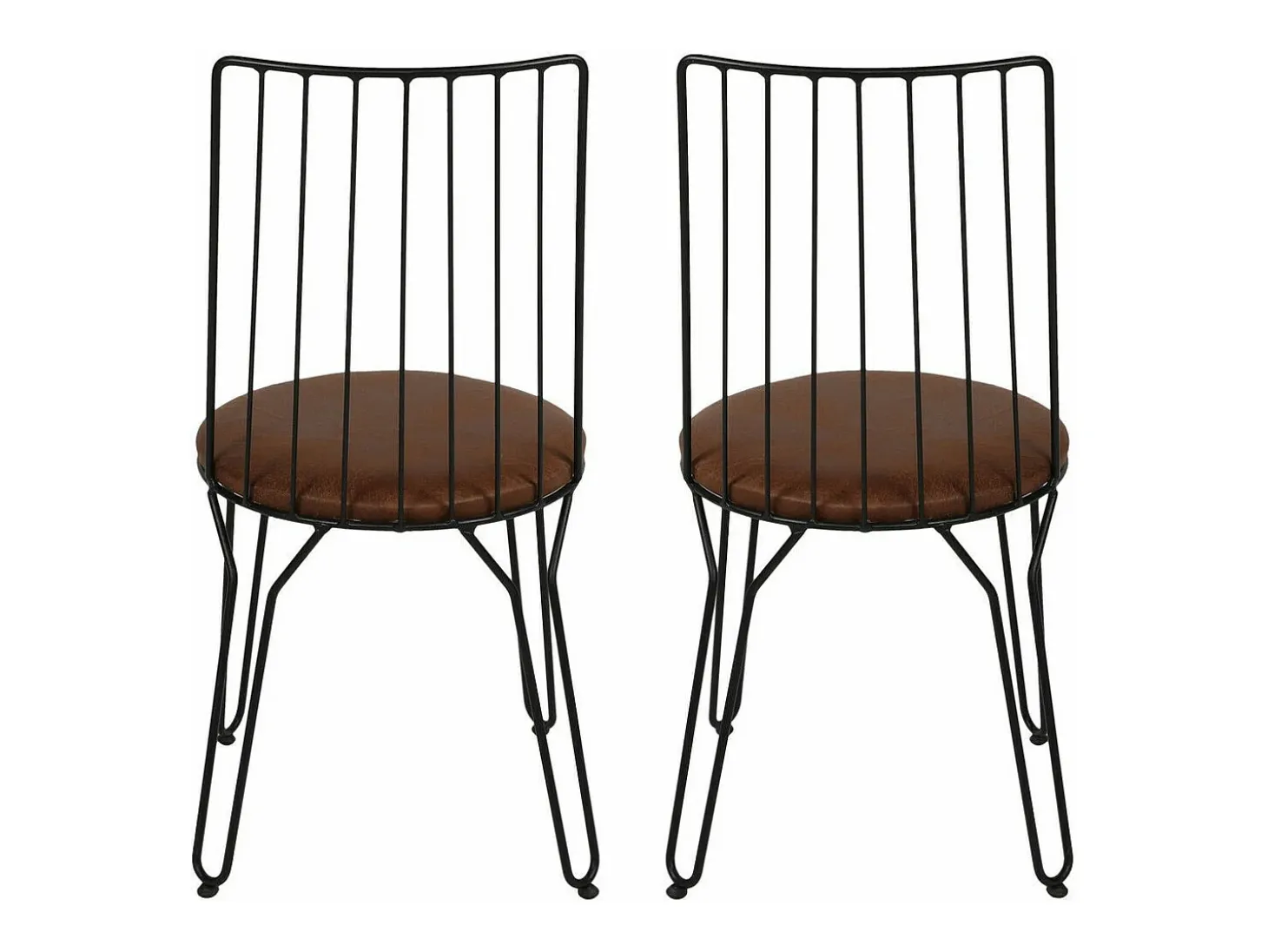 Conjunto de sillas Kailua 1651, Negro|Marrón, 84x44x44cm, Cuero ecológico, Metálico