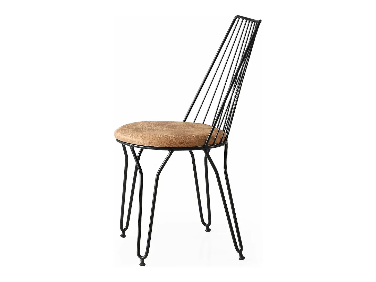 Conjunto de sillas Kailua 1651, Negro|Marrón, 84x44x44cm, Cuero ecológico, Metálico