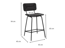 Conjunto de taburetes de bar de metal con asiento de ratán 65cm NEMA