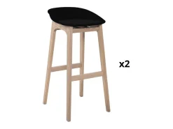 Conjunto de taburetes de bar RIVA de roble de 75 cm con asiento de plástico