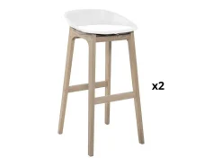Conjunto de taburetes de bar RIVA de roble de 75 cm con asiento de plástico