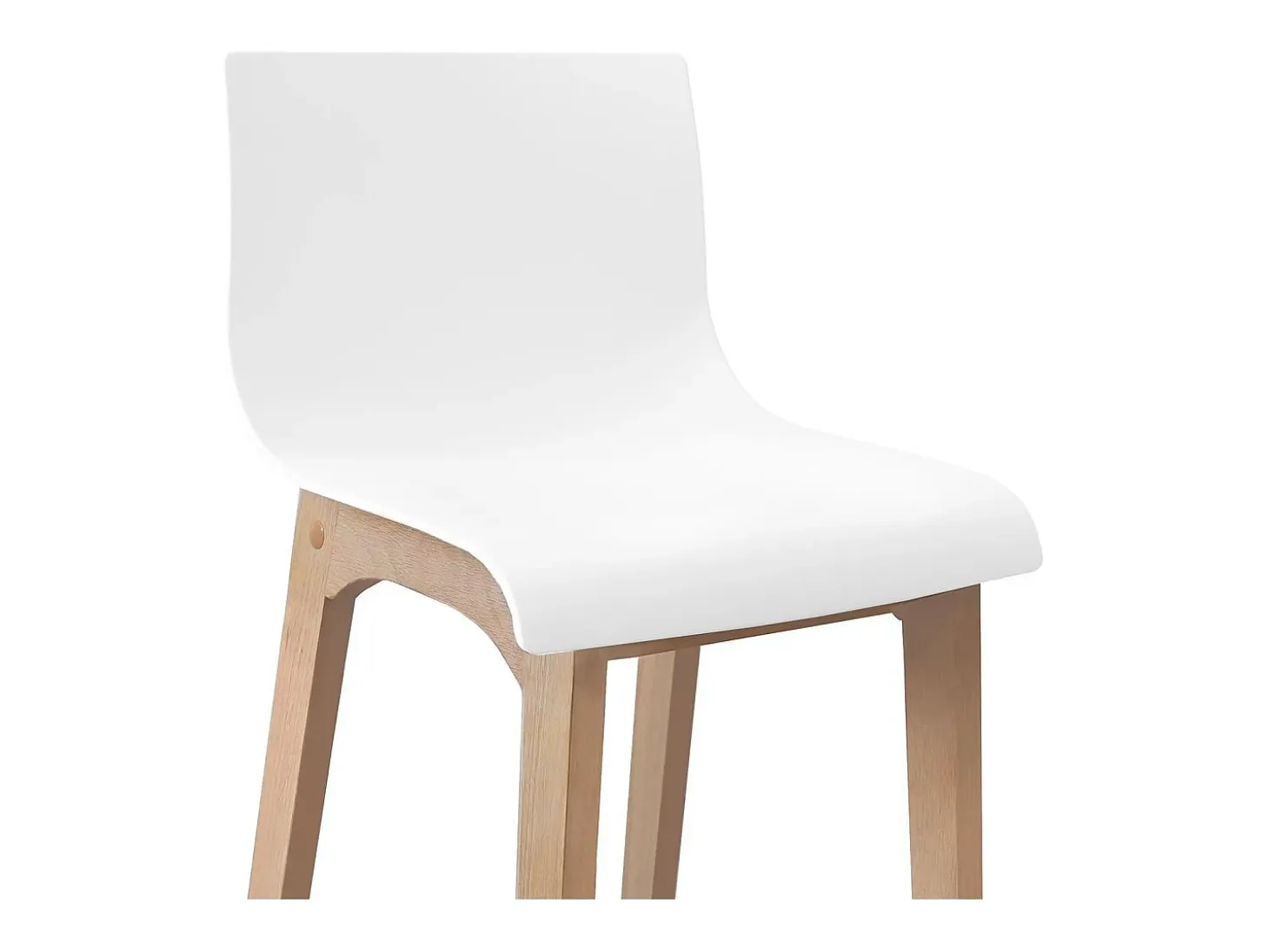 Conjunto de taburetes de bar TANNA de roble de 75 cm con asiento de plástico blanco