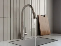 Conjunto fregadero 55x45 cm SOELA + grifo con ducha RONA de acero inoxidable