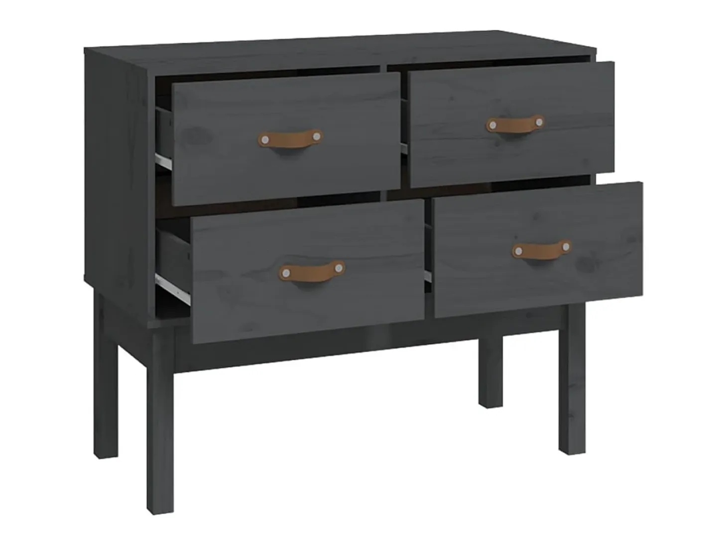Consola Gris 90x40x78 cm Madera Maciza de Pino