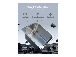Contenedor Gastronorm SucceBuy GN 1/2, Recipiente de Restauración de Acero Inoxidable 2PCs 9 L, Contenedor Inox Alimentario Profundidad 14,9 cm, Antiadherente