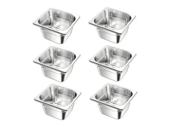 Contenedor Gastronorm SucceBuy GN 1/6, Recipiente de Restauración de Acero Inoxidable 6PCs 1,7 L, Contenedor Inox Alimentario Profundidad 10 cm, Antiadherente