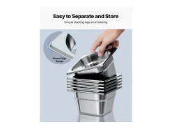 Contenedor Gastronorm SucceBuy GN 1/6, Recipiente de Restauración de Acero Inoxidable 6PCs 1,7 L, Contenedor Inox Alimentario Profundidad 10 cm, Antiadherente