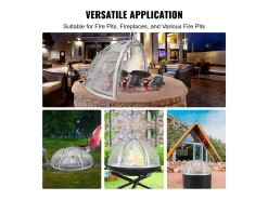 Cubierta SucceBuy de Protección Antichispas para Hogar, Diámetro de 91.44 cm, Accesorios Redondos para Hogar al Aire Libre, Cubierta de Metal