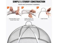 Cubierta SucceBuy de Protección Antichispas para Hogar, Diámetro de 91.44 cm, Accesorios Redondos para Hogar al Aire Libre, Cubierta de Metal