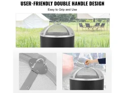 Cubierta SucceBuy de Protección de 69cm para Hogar de Leña, Cubierta en Acero Inoxidable, Cubierta de Hogar al Aire Libre con Pantalla Superior de Apertura Fácil