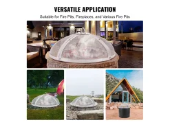 Cubierta SucceBuy de Protección de 69cm para Hogar de Leña, Cubierta en Acero Inoxidable, Cubierta de Hogar al Aire Libre con Pantalla Superior de Apertura Fácil