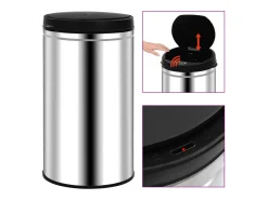 Cubo de basura automático con sensor de acero inoxidable de 60 litros color plata 02_0006113