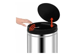 Cubo de basura automático con sensor de acero inoxidable de 60 litros color plata 02_0006113