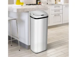 Cubo de basura automático con sensor, acero inoxidable, 50L, diseño moderno (33x25x84 cm)