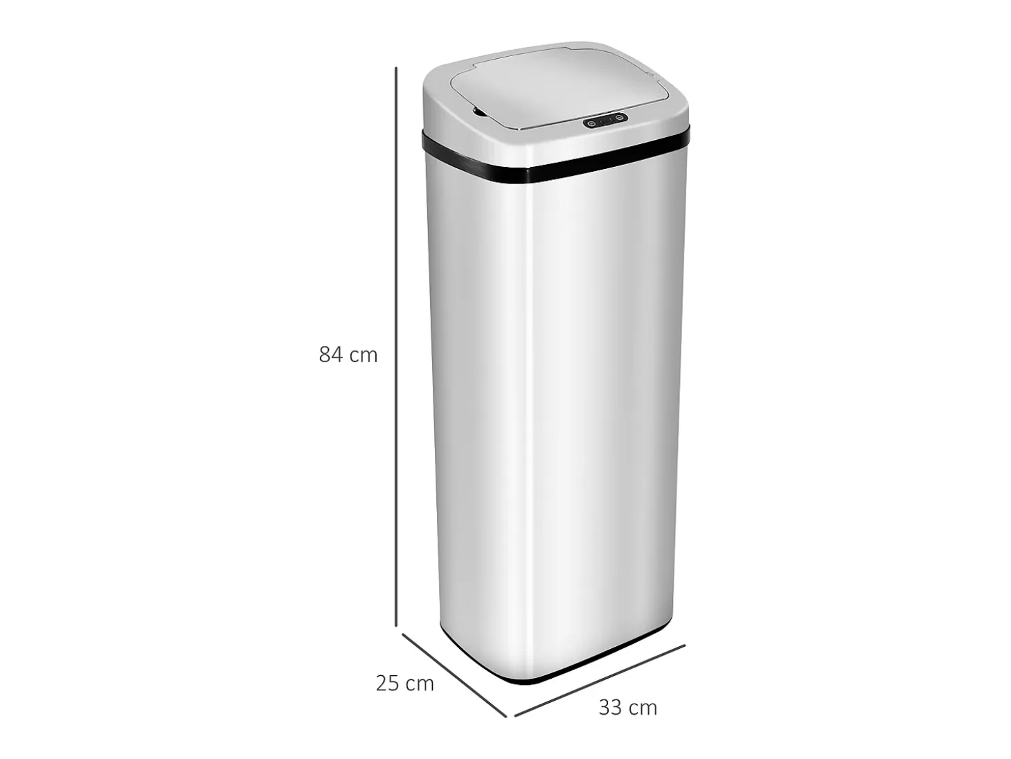 Cubo de basura automático con sensor, acero inoxidable, 50L, diseño moderno (33x25x84 cm)