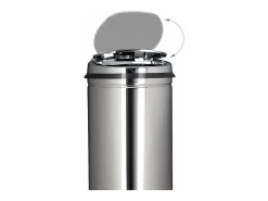 Cubo de basura de acero inoxidable 50 litros cubo de basura metálico 80 cm de alto 30 cm de diámetro tapa redonda color plata 13_0002329