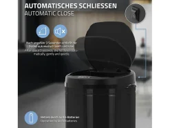 Cubo de basura 30L negro papelera con sensor movimiento cesta con pantalla LED