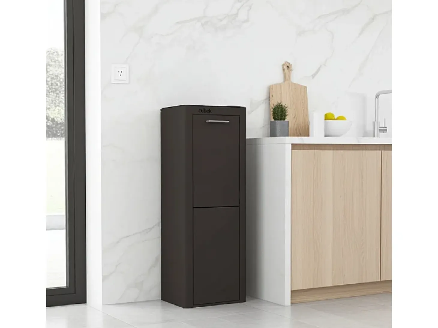 Cubo de basura para la cocina - Cubo de reciclaje - 2 compartimentos de 20L - CUBEK