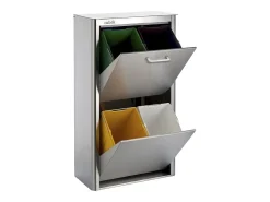 Cubo de basura para la cocina - Cubo de reciclaje - 4 compartimentos de 20L - acero Inoxidable - CUBEK