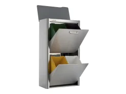 Cubo de basura para la cocina - Cubo de reciclaje - 4 compartimentos de 20L - acero Inoxidable - CUBEK