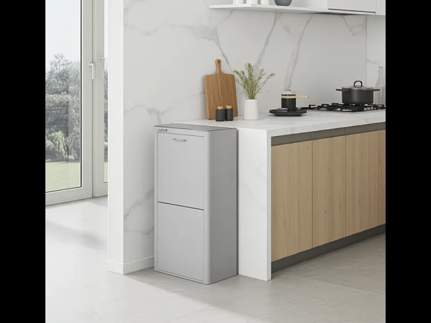 Cubo de basura para la cocina - Cubo de reciclaje - 4 compartimentos de 20L - CUBEK