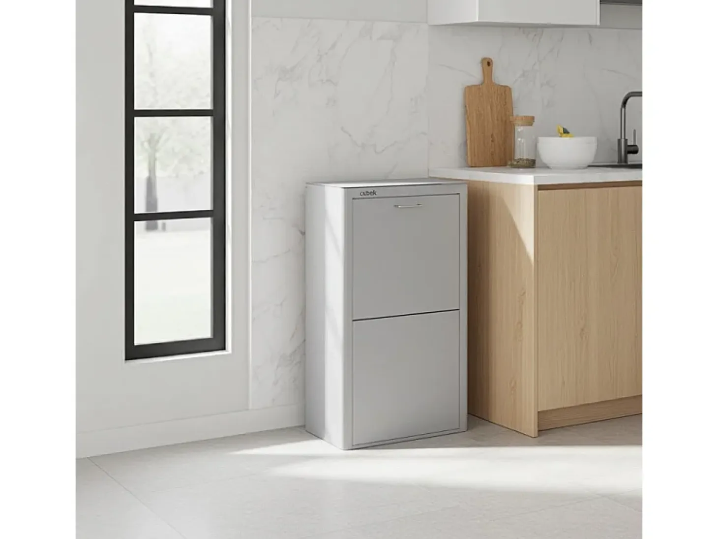 Cubo de basura para la cocina - Cubo de reciclaje - 4 compartimentos de 20L - CUBEK