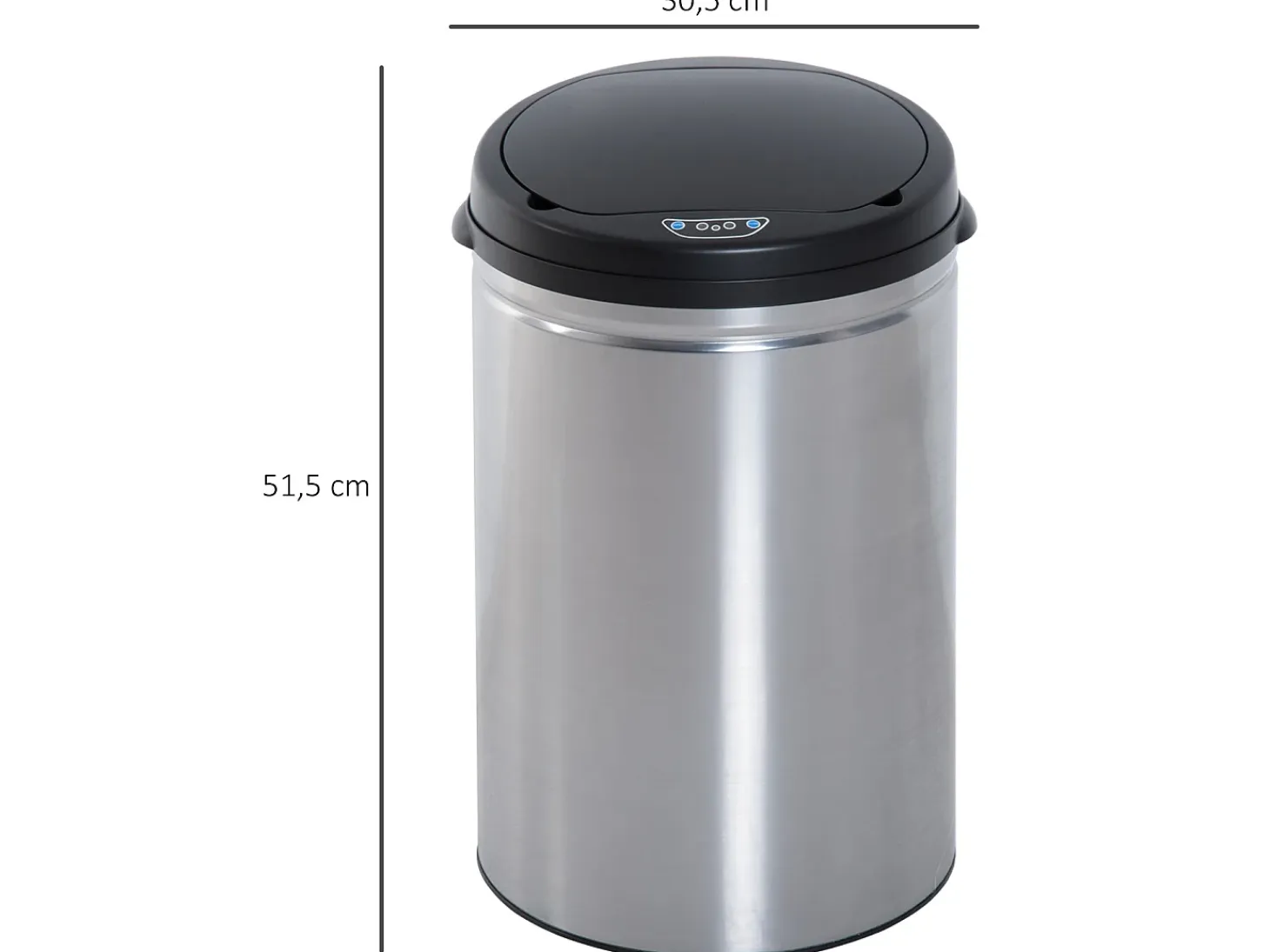 Cubo de basura plateado 30.5x30.5x51.5 cm HOMCOM