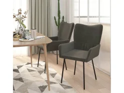 Dalira Sillas de comedor 2 unidades terciopelo gris oscuro