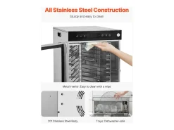 Deshidratador de Alimentos SucceBuy Deshidratador Rotatorio de Alimentos, 12 Bandejas, Acero Inoxidable, 800 W, para Deshidratar Fruta