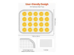 Deshidratador de Alimentos SucceBuy, 6 Bandejas de Acero Inoxidable, 1000W, para Deshidratación de Carne y Frutas