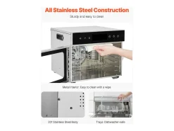 Deshidratador de Alimentos SucceBuy, 6 Bandejas de Acero Inoxidable, 1000W, para Deshidratación de Carne y Frutas