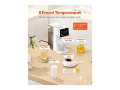 Dispensador de Agua SucceBuy Caliente Instantánea de Mostrador, Fuente de Agua Caliente con Depósito Extraíble de 3 L, 6 Temperaturas Ajustables y 8 Volúmenes