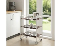 DON HIERRO - Carrito auxiliar plegable BAUHAUS blanco con ruedas – 3 niveles y 3 posiciones-