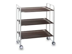 DON HIERRO - Carrito auxiliar plegable BAUHAUS blanco con ruedas – 3 niveles y 3 posiciones-