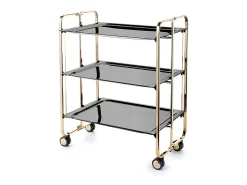 DON HIERRO - Carrito auxiliar plegable BAUHAUS dorado con ruedas – 3 niveles y 3 posiciones-