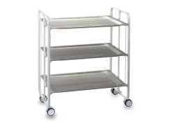 DON HIERRO - Carrito auxiliar plegable BAUHAUS blanco con ruedas – 3 niveles y 3 posiciones-