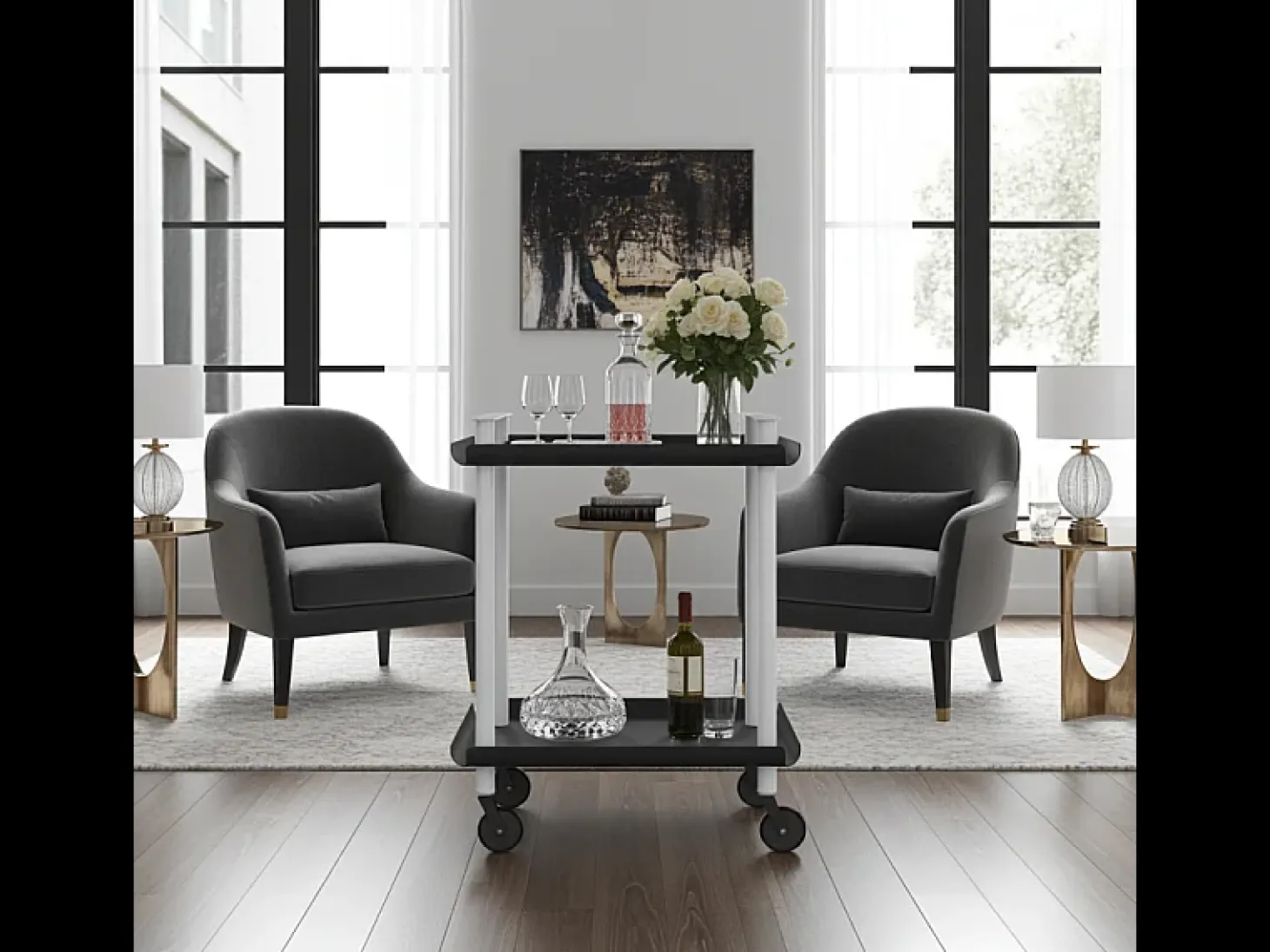 DON HIERRO - Carrito auxiliar LEKY, armazón blanco, 2 estantes. Multifuncional, práctico y decorativo-