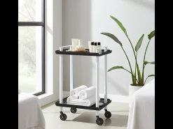 DON HIERRO - Carrito auxiliar LEKY, armazón blanco, 2 estantes. Multifuncional, práctico y decorativo-