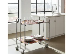 DON HIERRO - Carrito auxiliar plegable BAUHAUS cromado con ruedas – 2 niveles y 4 posiciones-